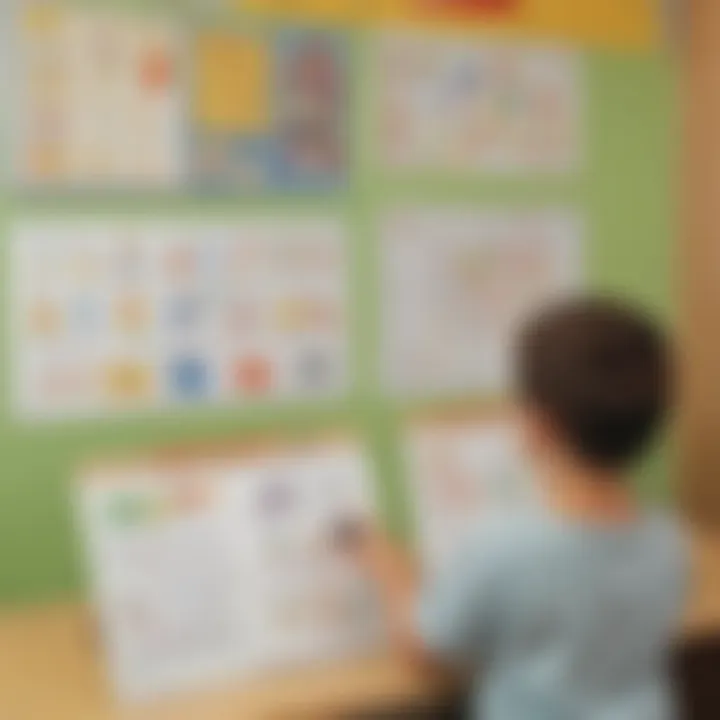 Visual aids and behavior charts displayed in a kindergarten classroom