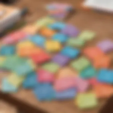 Colorful spelling flashcards spread across a table