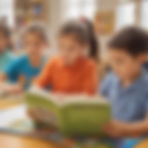 Engaged kindergartners participating in a reading activity