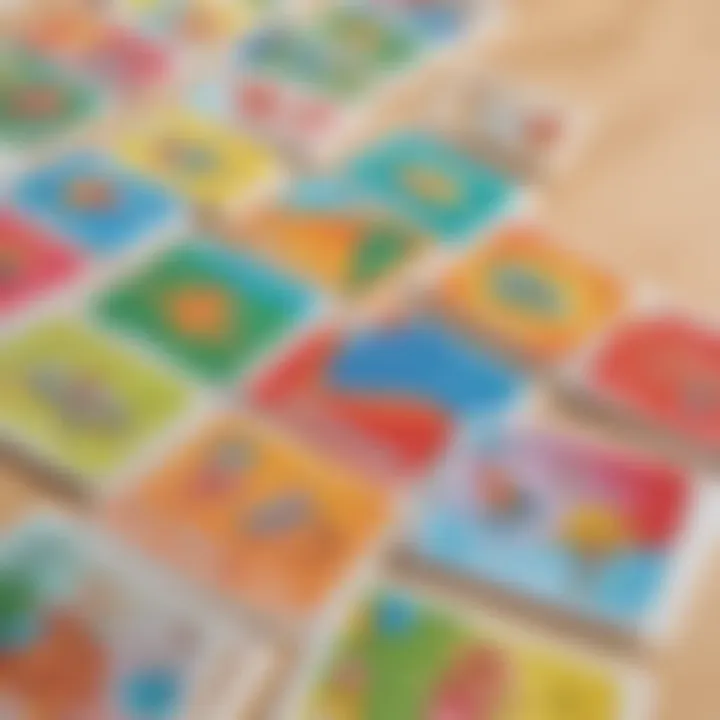 Colorful flashcards used for vocabulary development