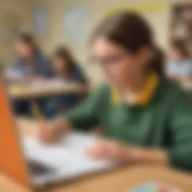 Immersive Grammar Experience Elementary Student Engrossed in Grammar Activity