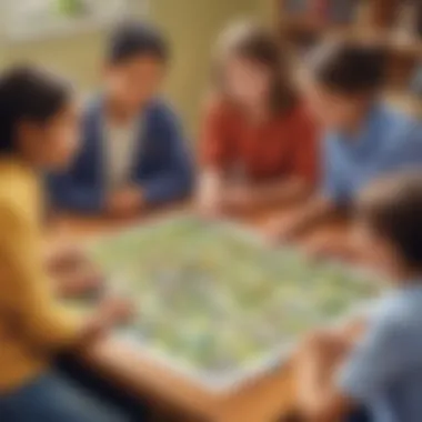 Fostering Collaboration and Critical Thinking Skills Elementary school students engaged in a collaborative game