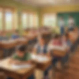 Elementary students following classroom rules