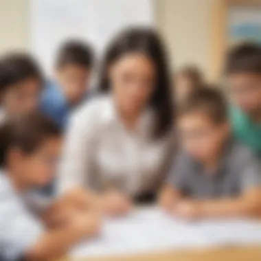 Illustration showing elementary school children engaged in graphing activity