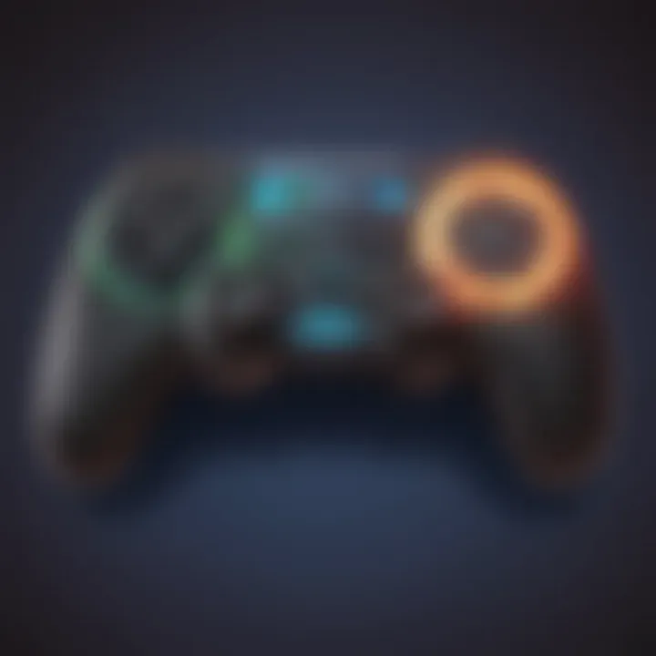 Vibrant game controller with glowing buttons