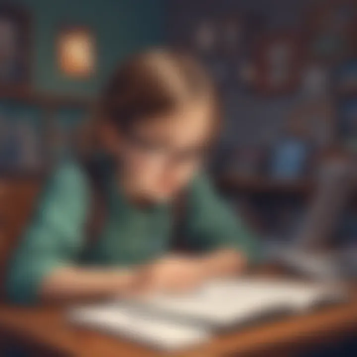 Illustration of a child excitedly exploring educational content on a digital device