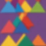 Illustration showing a group of colorful geometric shapes being divided equally