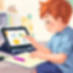 A child engaging with an interactive quiz on a tablet