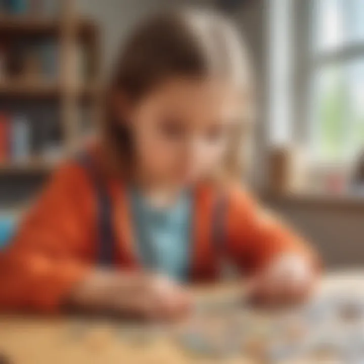 Creative child exploring an educational puzzle