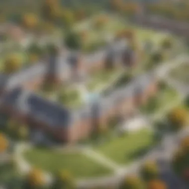 Campus Facilities of Elite Boarding Schools An expansive campus showcasing athletic facilities and recreational areas.