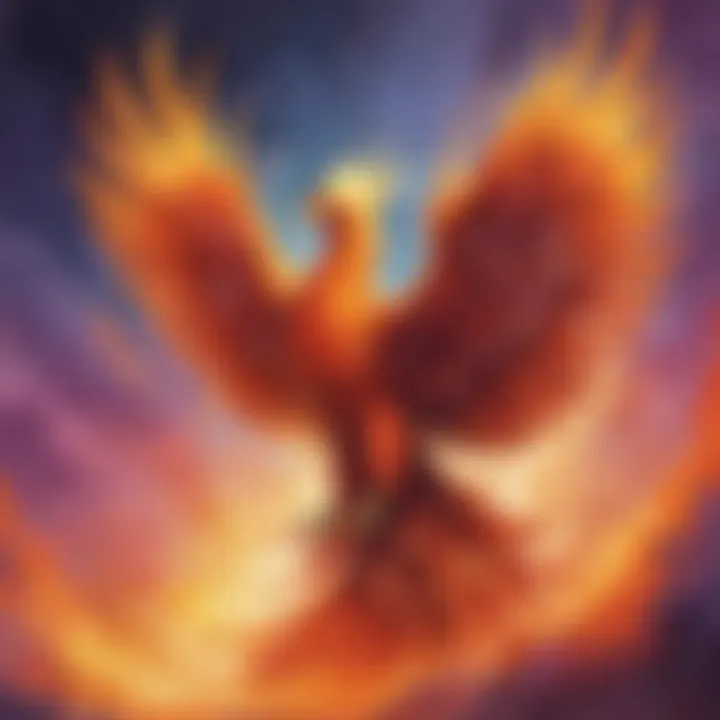 Illustration of a phoenix rising from the ashes as a symbol of resilience and renewal