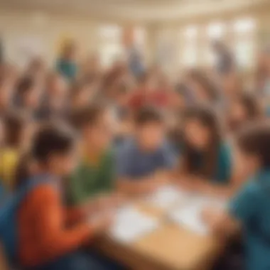 Active Participation Illustration showcasing the engagement of elementary school children in online educational activities