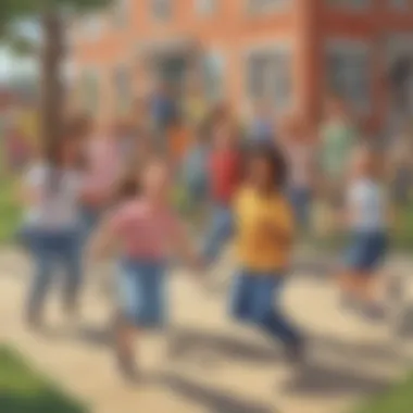 Joyful Recess Playtime Elementary school students laughing and playing together during a recess activity
