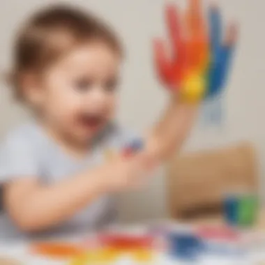 A creative art session where toddlers explore colors with finger paints.