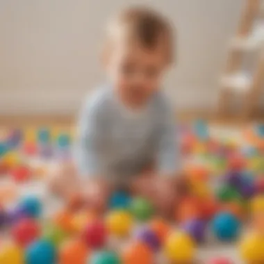 Toddler playing with colorful sensory balls