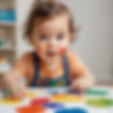 Toddler engaged in creative art activity with colorful paints