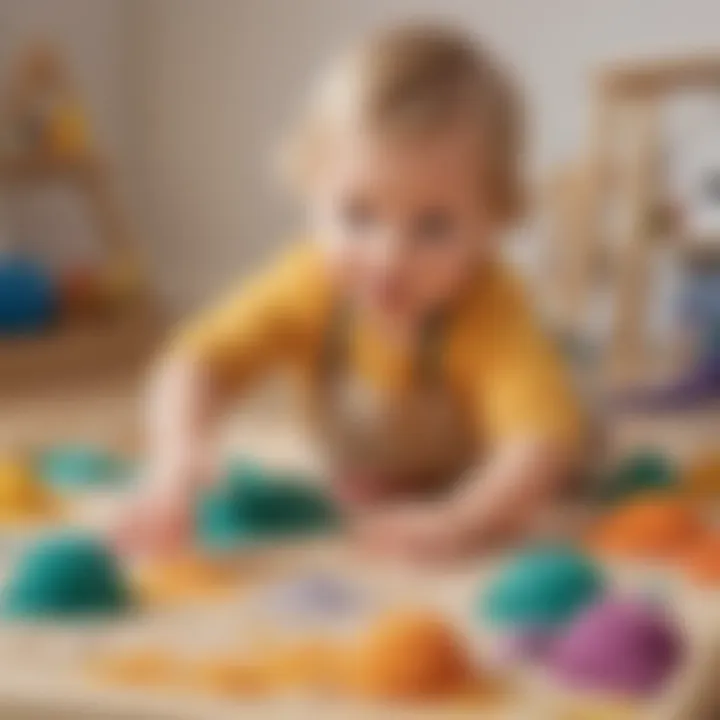 Toddler exploring sensory play with textured materials