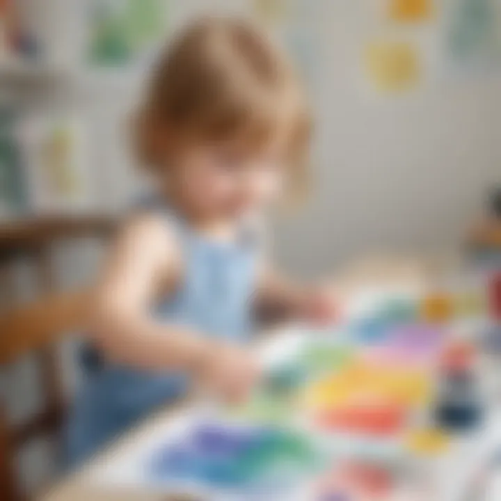 Child painting with watercolors on paper