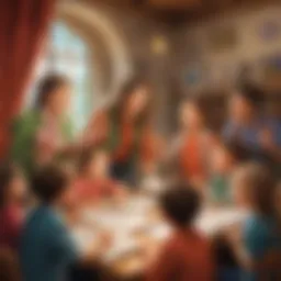 Illustration of children engaging in a dynamic storytelling session