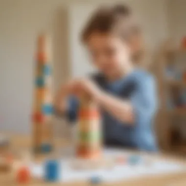 Child building a tower with blocks