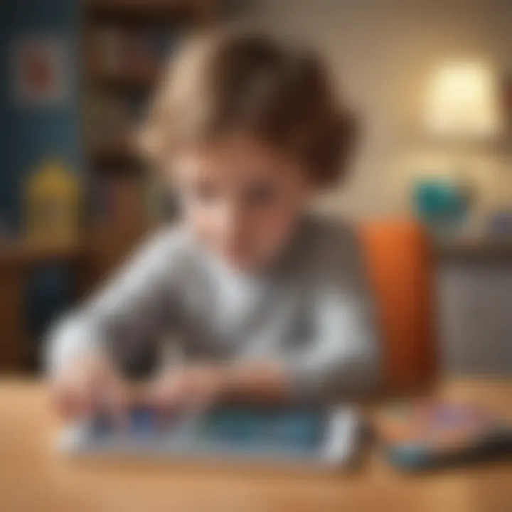 Child playing a fun educational game on a tablet