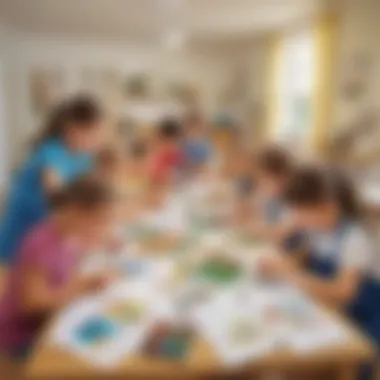 Children participating in a creative indoor art activity