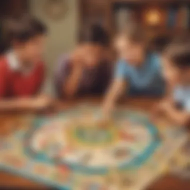 Grammar Adventure Board Game Illustration of children playing a grammar board game