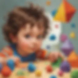 Four-year-old child exploring shapes and colors