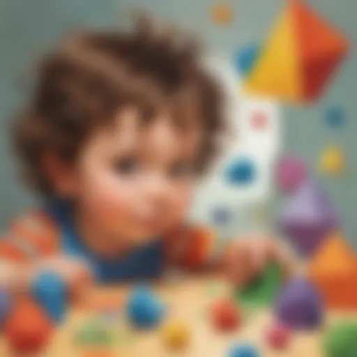 Four-year-old child exploring shapes and colors