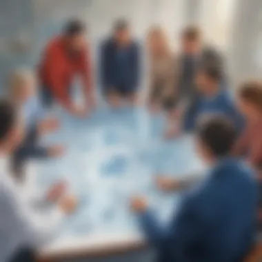 Diverse Professional Interaction Group of diverse professionals engaged in ice breaker activity