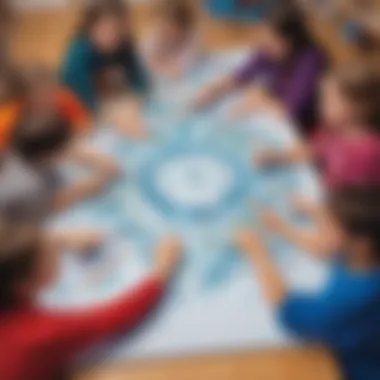 Collaborative Art Project Elementary school students engaged in a collaborative art project
