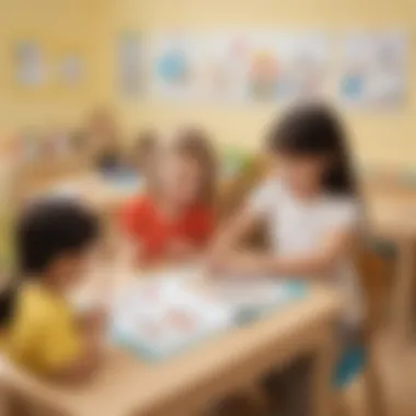 Interactive Sentence Building in Kindergarten Kindergarten students engaging in sentence building activities