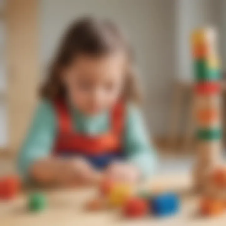 Child playing with building blocks and enhancing fine motor skills