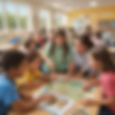 Second Graders Enjoying Interactive Learning Excited second graders engaged in a group learning game