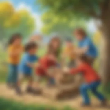 Outdoor Teamwork Game Enhancing Learning A fun outdoor learning game involving teamwork among children