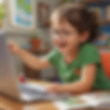 A joyful child exploring an online learning game