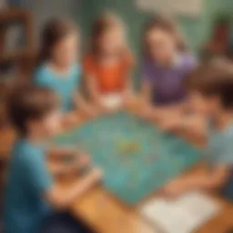 Group of children engaged in a math game