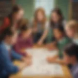 A group of twelve-year-olds engaged in an interactive maths game.