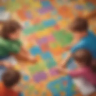 Collaborative Math Puzzles Kids collaborating and solving math puzzles together.