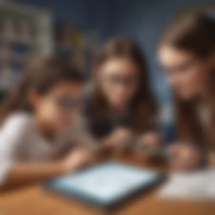 Students using tablets to play a maths game online.