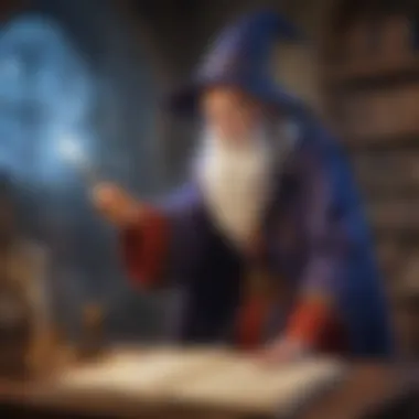 Illustration of a magical wizard casting a spell