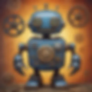 Illustration of a quirky robot with gears and cogs