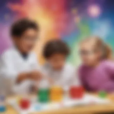 Colorful Chemical Reaction Exploration Children observing a colorful chemical reaction