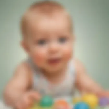 Adorable infant engaging in sensory play