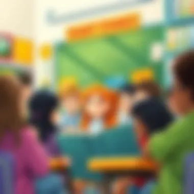 Children Engaged in Story Time A classroom scene where children are captivated by a story being read aloud