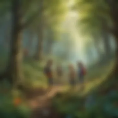 Illustration of a group of diverse children exploring a magical forest