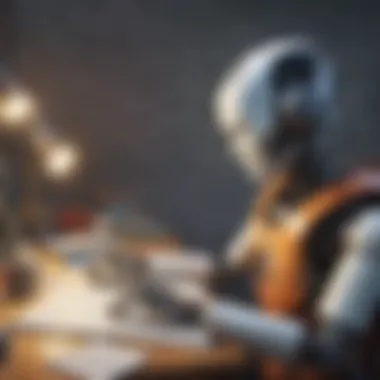 Robotic Math Genius Illustration of a futuristic robot engaging in mathematical problem-solving