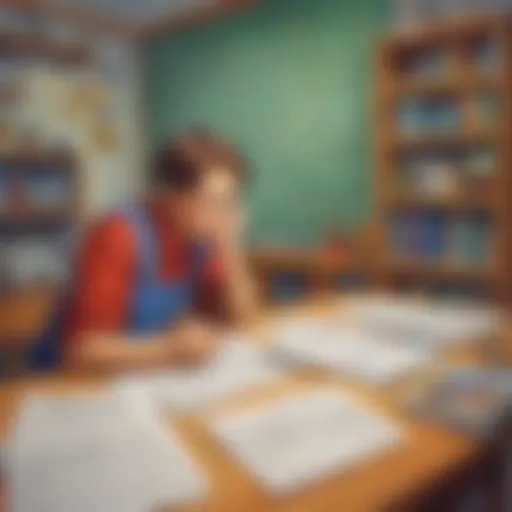 Illustration of a perplexing math problem in a story setting