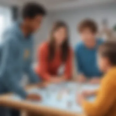 Diverse group of animated youth engaging in ice breaker game