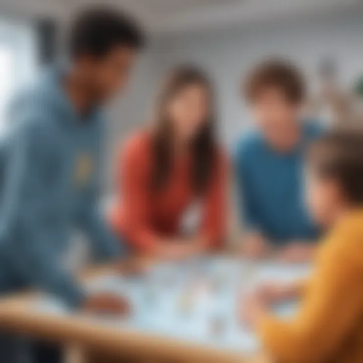 Diverse group of animated youth engaging in ice breaker game